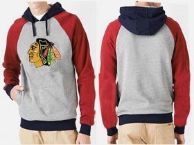 Wholesale Cheap Chicago Blackhawks Pullover Hoodie Grey & Red