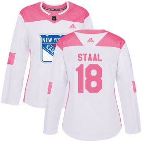 Wholesale Cheap Adidas Rangers #18 Marc Staal White/Pink Authentic Fashion Women\'s Stitched NHL Jersey