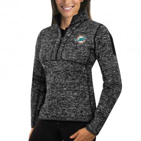 Wholesale Cheap Miami Dolphins Antigua Women\'s Fortune Half-Zip Sweater Heather Black