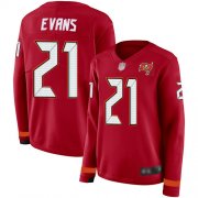 Wholesale Cheap Nike Buccaneers #21 Justin Evans Red Team Color Women's Stitched NFL Limited Therma Long Sleeve Jersey