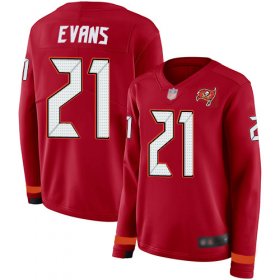 Wholesale Cheap Nike Buccaneers #21 Justin Evans Red Team Color Women\'s Stitched NFL Limited Therma Long Sleeve Jersey