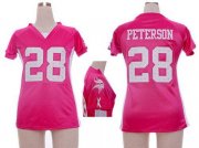 Wholesale Cheap Nike Vikings #28 Adrian Peterson Pink Draft Him Name & Number Top Women's Stitched NFL Elite Jersey