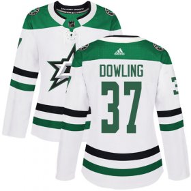 Cheap Adidas Stars #37 Justin Dowling White Road Authentic Women\'s Stitched NHL Jersey