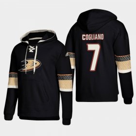 Wholesale Cheap Anaheim Ducks #7 Andrew Cogliano Black adidas Lace-Up Pullover Hoodie