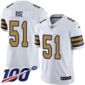 Wholesale Cheap Nike Saints #51 Cesar Ruiz White Men\'s Stitched NFL Limited Rush 100th Season Jersey