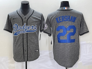 Wholesale Cheap Men's Los Angeles Dodgers #22 Clayton Kershaw Grey Gridiron Cool Base Stitched Baseball Jersey