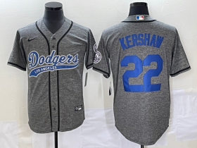 Wholesale Cheap Men\'s Los Angeles Dodgers #22 Clayton Kershaw Grey Gridiron Cool Base Stitched Baseball Jersey