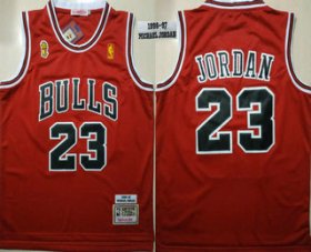 Wholesale Cheap Men\'s Chicago Bulls #23 Michael Jordan 1996-97 Red With Champions Patch Hardwood Classics Soul Swingman Throwback Jersey