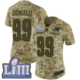 Wholesale Cheap Nike Rams #99 Aaron Donald Camo Super Bowl LIII Bound Women\'s Stitched NFL Limited 2018 Salute to Service Jersey