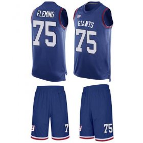 Wholesale Cheap Nike Giants #75 Cameron Fleming Royal Blue Team Color Men\'s Stitched NFL Limited Tank Top Suit Jersey