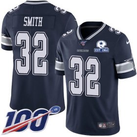 Wholesale Cheap Nike Cowboys #32 Saivion Smith Navy Blue Team Color Men\'s Stitched With Established In 1960 Patch NFL 100th Season Vapor Untouchable Limited Jersey