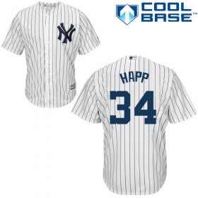 Wholesale Cheap Yankees #34 J.A. Happ White Strip New Cool Base Stitched MLB Jersey