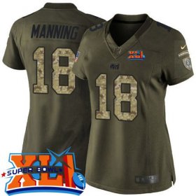 Wholesale Cheap Nike Colts #18 Peyton Manning Green Super Bowl XLI Women\'s Stitched NFL Limited Salute to Service Jersey