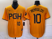 Wholesale Cheap Men's Pittsburgh Pirates #10 Bryan Reynolds Number Gold 2023 City Connect Stitched Jersey1