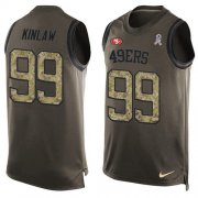 Wholesale Cheap Nike 49ers #99 Javon Kinlaw Green Men's Stitched NFL Limited Salute To Service Tank Top Jersey