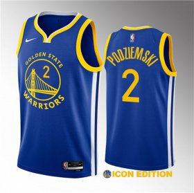 Wholesale Cheap Men\'s Golden State Warriors #2 Brandin Podziemski Royal 2023 Draft Icon Edition Swingman Stitched Basketball Jersey