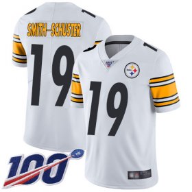 Wholesale Cheap Nike Steelers #19 JuJu Smith-Schuster White Youth Stitched NFL 100th Season Vapor Limited Jersey