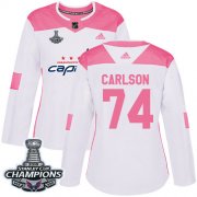 Wholesale Cheap Adidas Capitals #74 John Carlson White/Pink Authentic Fashion Stanley Cup Final Champions Women's Stitched NHL Jersey