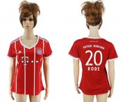 Wholesale Cheap Women's Bayern Munchen #20 Rode Home Soccer Club Jersey