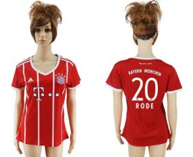 Wholesale Cheap Women\'s Bayern Munchen #20 Rode Home Soccer Club Jersey