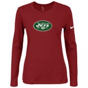 Wholesale Cheap Women's Nike New York Jets Of The City Long Sleeve Tri-Blend NFL T-Shirt Red