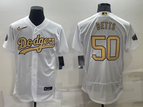 Wholesale Men\'s Los Angeles Dodgers #50 Mookie Betts White 2022 All Star Stitched Flex Base Nike Jersey