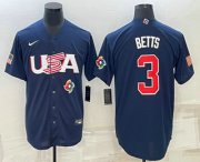 Cheap Men's USA Baseball #3 Mookie Betts 2023 Navy World Baseball Classic Stitched Jersey