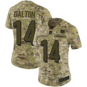 Wholesale Cheap Nike Bengals #14 Andy Dalton Camo Women\'s Stitched NFL Limited 2018 Salute to Service Jersey
