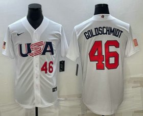 Cheap Men\'s USA Baseball #46 Paul Goldschmidt Number 2023 White World Baseball Classic Stitched Jerseys