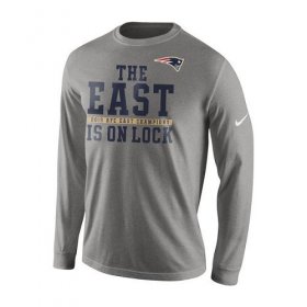 Wholesale Cheap Men\'s New England Patriots Nike Charcoal 2015 AFC East Division Champions Long Sleeves T-Shirt