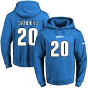 Wholesale Cheap Nike Lions #20 Barry Sanders Blue Name & Number Pullover NFL Hoodie