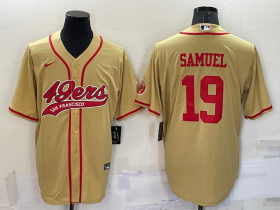 Wholesale Men\'s San Francisco 49ers #19 Deebo Samuel Gold Stitched Cool Base Nike Baseball Jersey