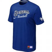 Wholesale Cheap Milwaukee Brewers Nike Short Sleeve Practice MLB T-Shirt Blue