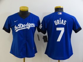 Wholesale Cheap Women\'s Los Angeles Dodgers #7 Julio Urias Blue 2021 City Connect Cool Base Stitched Jersey
