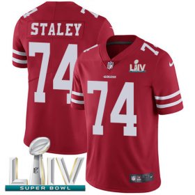 Wholesale Cheap Nike 49ers #74 Joe Staley Red Super Bowl LIV 2020 Team Color Men\'s Stitched NFL Vapor Untouchable Limited Jersey