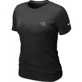 Wholesale Cheap Women\'s Nike Los Angeles Rams Chest Embroidered Logo T-Shirt Black