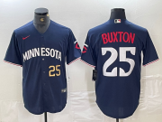 Cheap Men's Minnesota Twins #25 Byron Buxton Number 2023 Navy Blue Cool Base Stitched Jerseys
