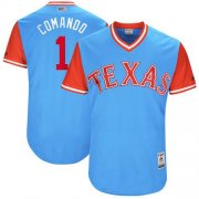 Wholesale Cheap Rangers #1 Elvis Andrus Light Blue "Comando" Players Weekend Authentic Stitched MLB Jersey