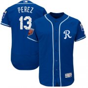 Wholesale Cheap Royals #13 Salvador Perez Royal Blue 2018 Spring Training Authentic Flex Base Stitched MLB Jersey