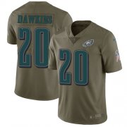 Wholesale Cheap Nike Eagles #20 Brian Dawkins Olive Men's Stitched NFL Limited 2017 Salute To Service Jersey