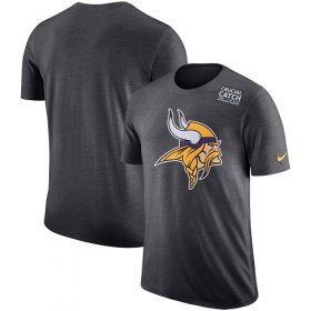 Wholesale Cheap NFL Men\'s Minnesota Vikings Nike Anthracite Crucial Catch Tri-Blend Performance T-Shirt