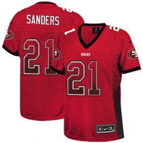 Wholesale Cheap Nike 49ers #21 Deion Sanders Red Team Color Women\'s Stitched NFL Elite Drift Fashion Jersey