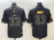Cheap Men's Minnesota Vikings #33 Aaron Jones Black Golden Edition Limited Stitched Jersey