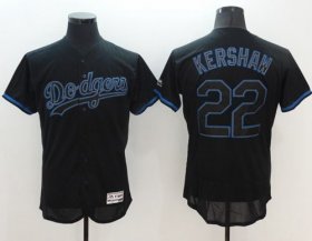 Wholesale Cheap Dodgers #22 Clayton Kershaw Black Fashion Flexbase Authentic Collection Stitched MLB Jersey