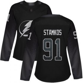 Wholesale Cheap Adidas Lightning #91 Steven Stamkos Black Alternate Authentic Women\'s Stitched NHL Jersey
