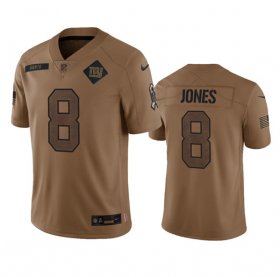 Wholesale Cheap Men\'s New York Giants #8 Daniel Jones 2023 Brown Salute To Service Limited Football Stitched Jersey