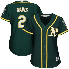 Wholesale Cheap Athletics #2 Khris Davis Green Alternate Women\'s Stitched MLB Jersey
