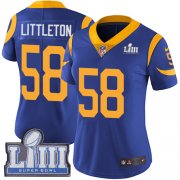 Wholesale Cheap Nike Rams #58 Cory Littleton Royal Blue Alternate Super Bowl LIII Bound Women's Stitched NFL Vapor Untouchable Limited Jersey