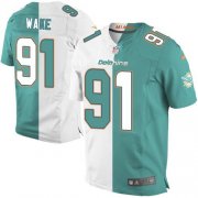 Wholesale Cheap Nike Dolphins #91 Cameron Wake Aqua Green/White Men's Stitched NFL Elite Split Jersey