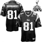 Wholesale Cheap Patriots #81 Aaron Hernandez Black Shadow Super Bowl XLVI Embroidered NFL Jersey